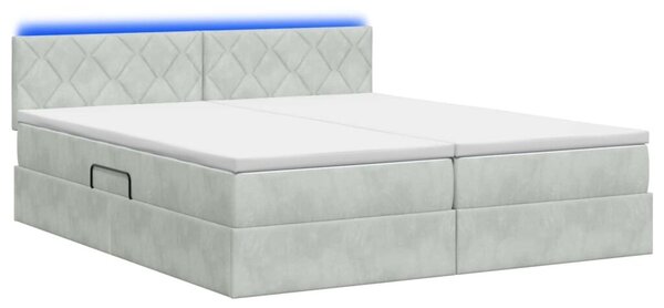 LED krevet za pohranu s madracem Svjetlosiva 180 x 200 cm - Svjetlosiva 180 x 200 cm Dizajn s rombovima