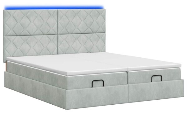 Krevet od pjene s madracem i LED-om Svjetlosiva 180 x 200 cm - Svjetlosiva 180 x 200 cm Dizajn s rombovima
