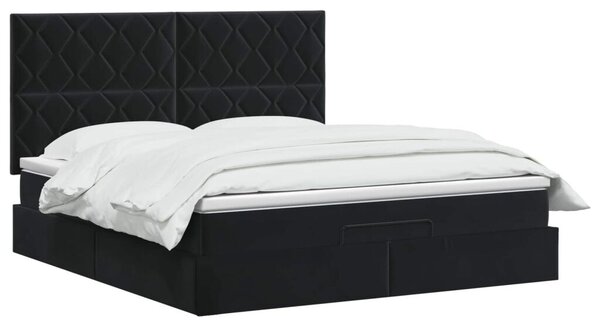 Podesivi krevet s madracem Crna 180 x 200 cm Baršun - Crna 180 x 200 cm Dizajn s rombovima