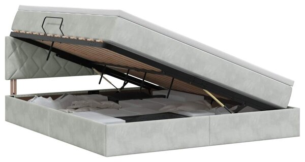 Krevet s od storage Svjetlosiva 180 x 200 cm Baršun - Svjetlosiva 180 x 200 cm Dizajn s rombovima