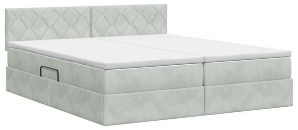 Krevet s od storage s uzglavljem 2 kom. Svjetlosiva - Svjetlosiva 180 x 200 cm Dizajn s rombovima