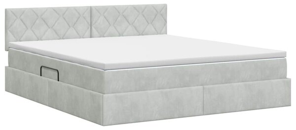 Krevet s od storage Svjetlosiva 180 x 200 cm Baršun - Svjetlosiva 180 x 200 cm Dizajn s rombovima
