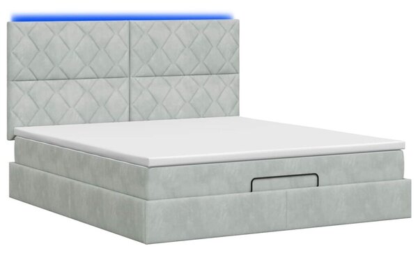 Krevet od pjene s madracem i LED-om Svjetlosiva 180 x 200 cm - Svjetlosiva 180 x 200 cm Dizajn s rombovima