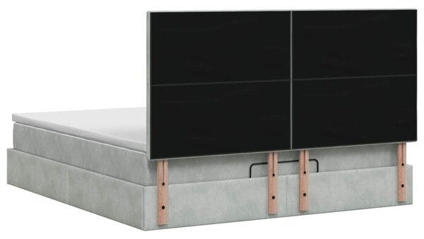 Podesivi krevet s madracem Svjetlosiva 180 x 200 cm Baršun - Svjetlosiva 180 x 200 cm Dizajn s rombovima