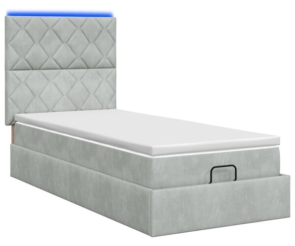 Krevet od pjene s madracem i LED-om Svjetlosiva 90 x 200 cm - Svjetlosiva 90 x 200 cm Dizajn s rombovima