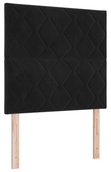 Podesivi krevet s madracem s uzglavljem Crna 90 x 190 cm Baršun - Crna 90 x 190 cm Dizajn s rombovima