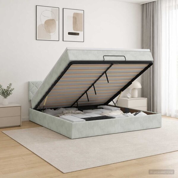 Krevet od pjene s madracem i LED-om Svjetlosiva 180 x 200 cm - Svjetlosiva 180 x 200 cm Dizajn s rombovima