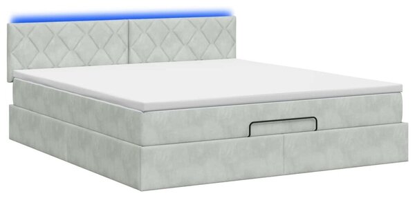 Krevet od pjene s madracem i LED-om Svjetlosiva 180 x 200 cm - Svjetlosiva 180 x 200 cm Dizajn s rombovima