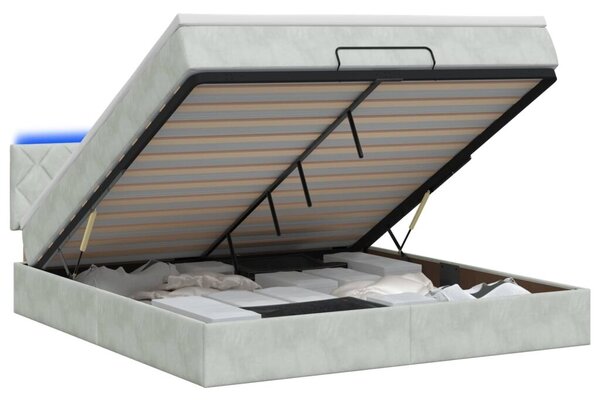 Krevet od pjene s madracem i LED-om Svjetlosiva 180 x 200 cm - Svjetlosiva 180 x 200 cm Dizajn s rombovima