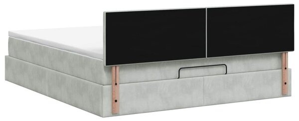 Krevet od pjene s madracem i LED-om Svjetlosiva 180 x 200 cm - Svjetlosiva 180 x 200 cm Dizajn s rombovima