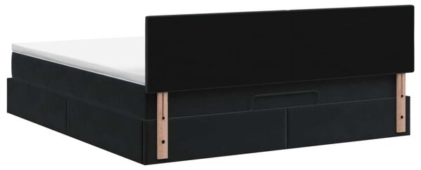 Krevet od pjene s madracem i LED-om Crna 180 x 200 cm Baršun - Crna 180 x 200 cm Dizajn s rombovima