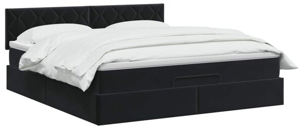 Krevet od pjene s madracem i LED-om Crna 180 x 200 cm Baršun - Crna 180 x 200 cm Dizajn s rombovima