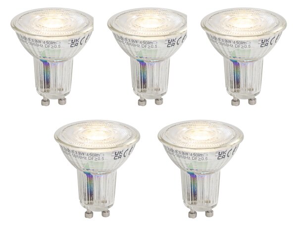 Set od 5 GU10 LED žarulja s prigušivanjem 3,9W 450 lm 3000K