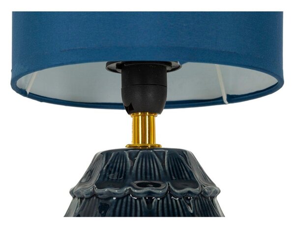 Plava stolna lampa keramička s tekstilnim sjenilom (visina 30,5 cm) Pigny – Mauro Ferretti