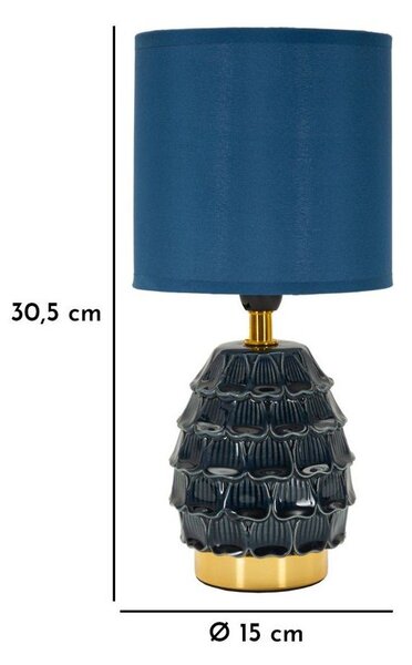 Plava stolna lampa keramička s tekstilnim sjenilom (visina 30,5 cm) Pigny – Mauro Ferretti