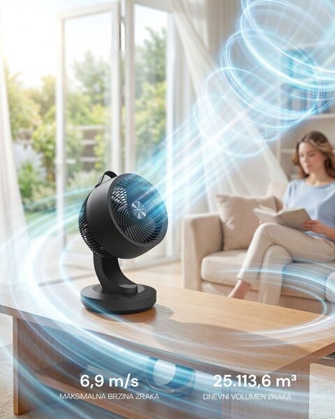 Cirkulacijski ventilator FLOW s daljinskim upravljačem, crni SongmicsHome