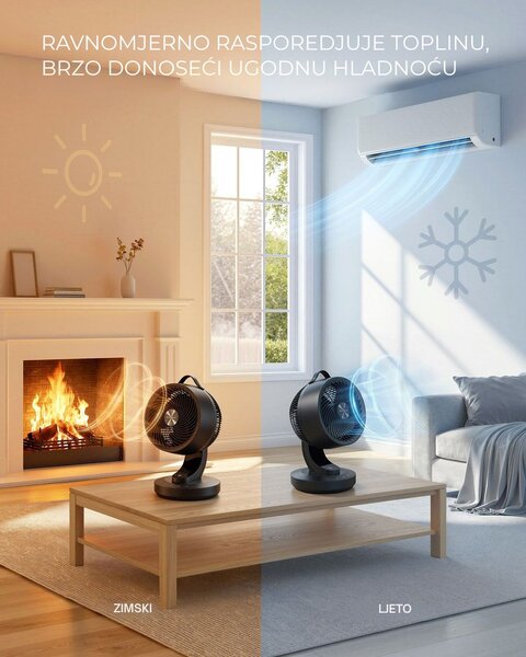 Cirkulacijski ventilator FLOW s daljinskim upravljačem, crni SongmicsHome