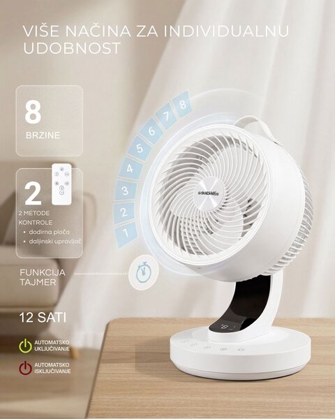 Cirkulacijski ventilator FLOW s daljinskim upravljačem, bijeli SongmicsHome