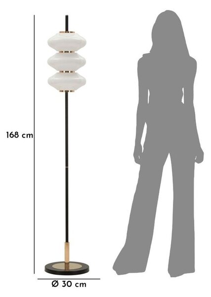 Bijela/crna stojeća svjetiljka sa staklenim sjenilom (visina 168 cm) Vintage – Mauro Ferretti