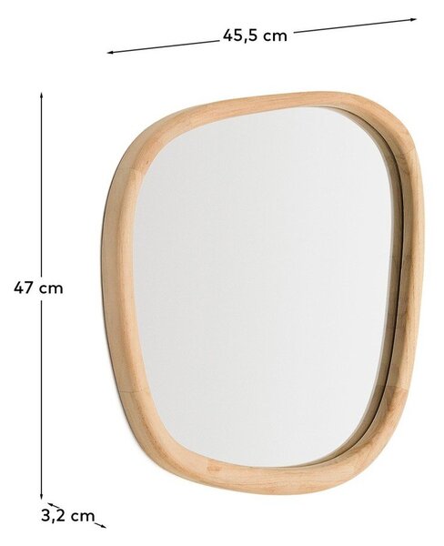 Zidno ogledalo s okvirom od masivnog drveta 45,5x47 cm Alura – Kave Home