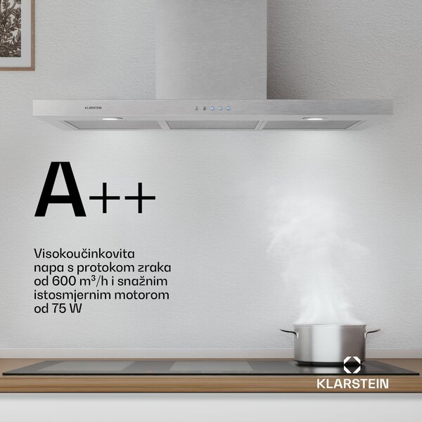 Klarstein Limelight, napa, 90 cm, zidna napa, 640 m³ / h, nehrđajući čelik