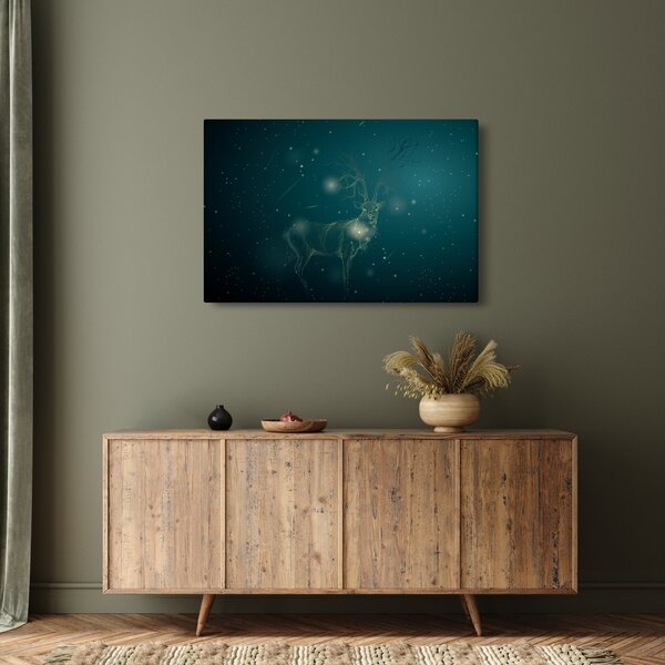 Slika - Čarobni jelen ponoči (90x60 cm)