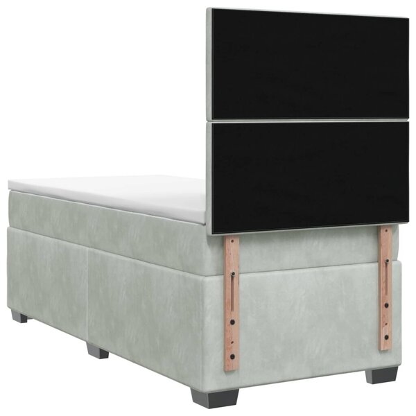 Boxspring krevet s madracem Svjetlosiva 90 x 200 cm Baršun - Svjetlosiva 90 x 200 cm Dizajn s rombovima