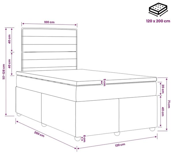 Boxspring krevet s madracem Svjetlosiva 120 x 200 cm Tkanina - Svjetlosiva 120 x 200 cm Dizajn linija