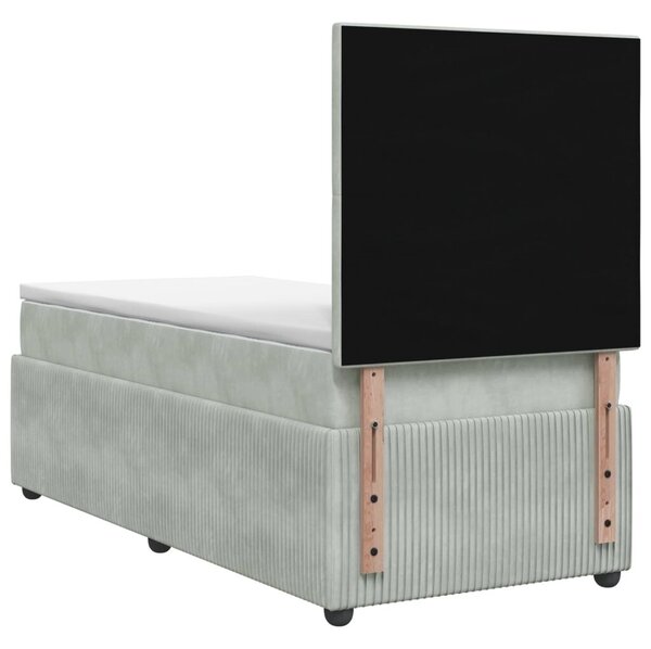 Boxspring krevet s madracem Svjetlosiva 90 x 190 cm Baršun - Svjetlosiva 90 x 190 cm Dizajn s rombovima