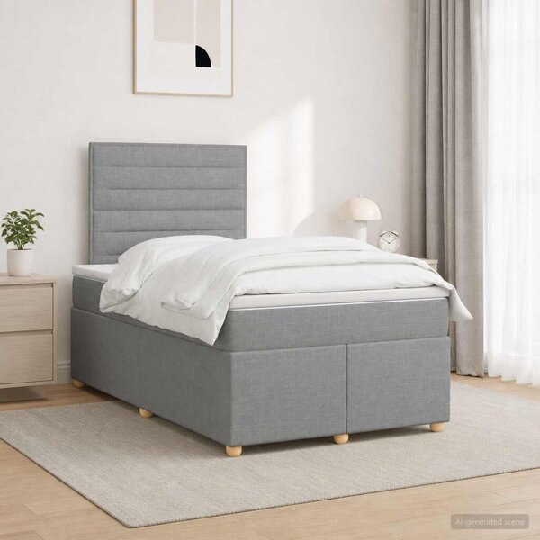 Boxspring krevet s madracem Svjetlosiva 120 x 200 cm Tkanina - Svjetlosiva 120 x 200 cm Dizajn linija