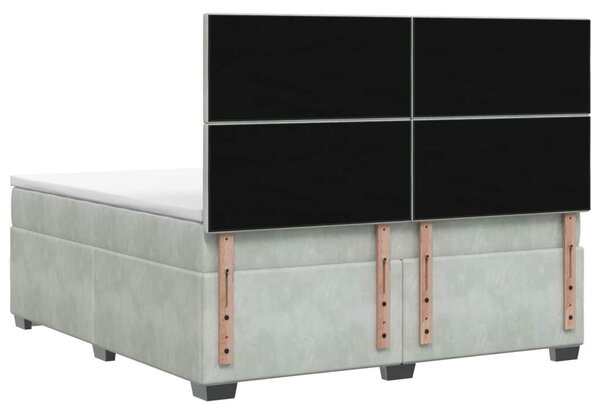 Boxspring krevet s madracem Svjetlosiva 180 x 200 cm Baršun - Svjetlosiva 180 x 200 cm Dizajn s rombovima