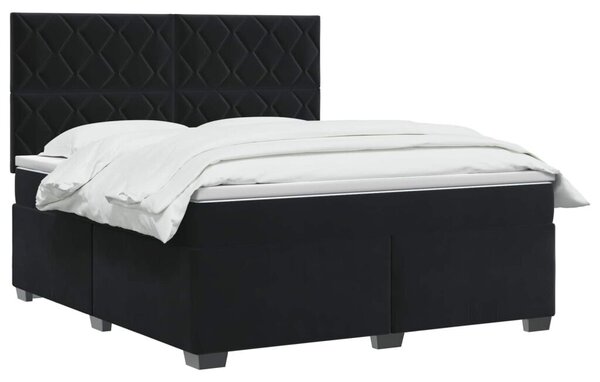 Boxspring krevet s madracem Crna 180 x 200 cm Baršun - Crna 180 x 200 cm Dizajn s rombovima