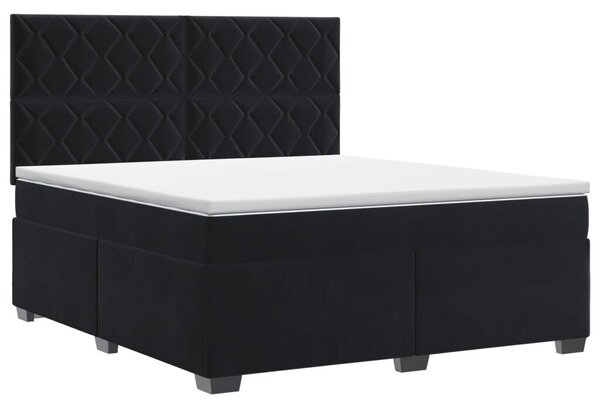 Boxspring krevet s madracem Crna 180 x 200 cm Baršun - Crna 180 x 200 cm Dizajn s rombovima