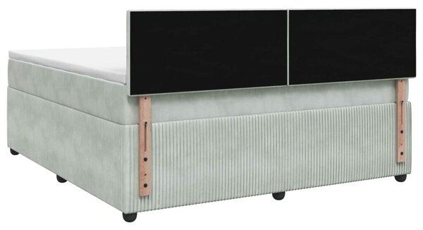 Boxspring krevet s madracem Svjetlosiva 180 x 200 cm Baršun - Svjetlosiva 180 x 200 cm Dizajn s rombovima
