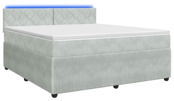 Boxspring krevet s madracem Svjetlosiva 180 x 200 cm Baršun - Svjetlosiva 180 x 200 cm Dizajn s rombovima