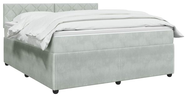 Boxspring krevet s madracem Svjetlosiva 180 x 200 cm Baršun - Svjetlosiva 180 x 200 cm Dizajn s rombovima