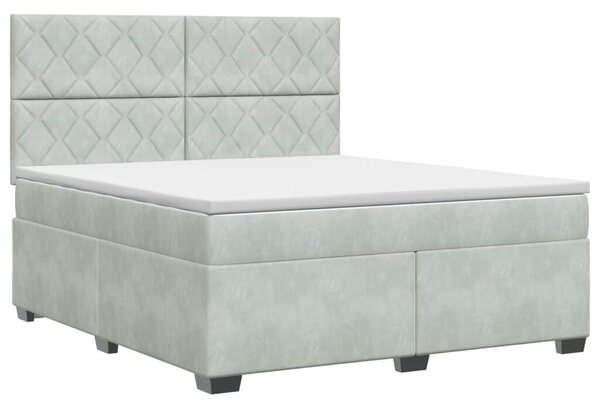 Boxspring krevet s madracem Svjetlosiva 180 x 200 cm Baršun - Svjetlosiva 180 x 200 cm Dizajn s rombovima