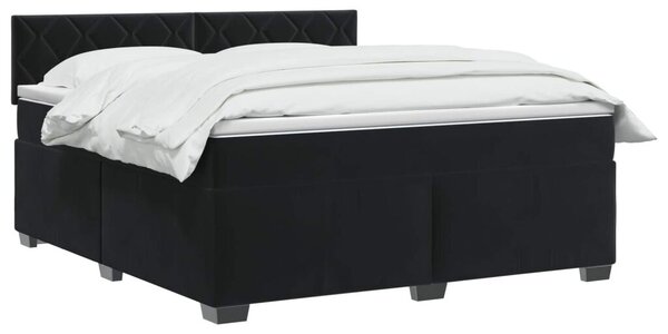 Krevet s box springom madracem i LED-om Crna 180 x 200 cm - Crna 180 x 200 cm Dizajn s rombovima