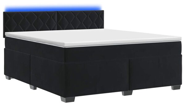 Krevet s box springom madracem i LED-om Crna 180 x 200 cm - Crna 180 x 200 cm Dizajn s rombovima