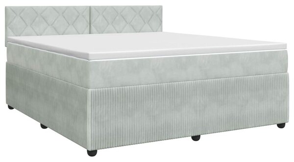 Boxspring krevet s madracem Svjetlosiva 180 x 200 cm Baršun - Svjetlosiva 180 x 200 cm Dizajn s rombovima