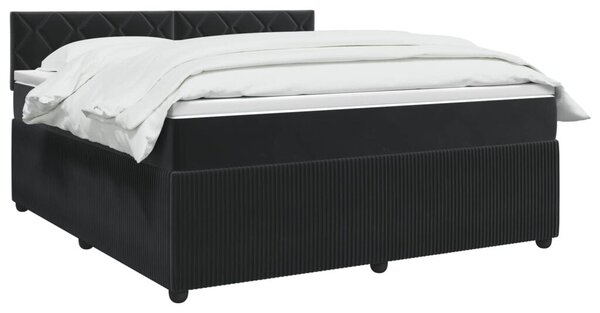 Boxspring krevet s madracem Crna 180 x 200 cm Baršun - Crna 180 x 200 cm Dizajn s rombovima