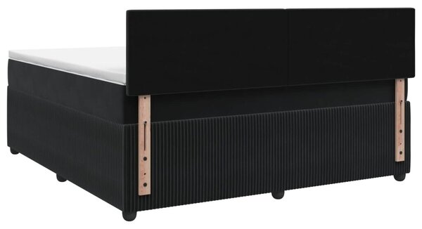Boxspring krevet s madracem Crna 180 x 200 cm Baršun - Crna 180 x 200 cm Dizajn s rombovima