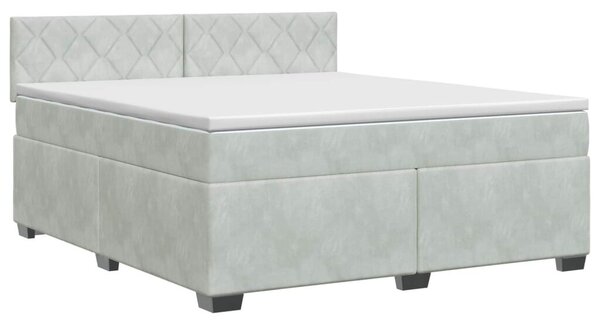Boxspring krevet s madracem Svjetlosiva 180 x 200 cm Baršun - Svjetlosiva 180 x 200 cm Dizajn s rombovima