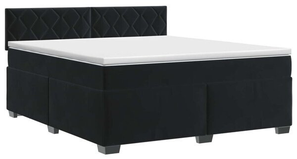 Boxspring krevet s madracem Crna 180 x 200 cm Baršun - Crna 180 x 200 cm Dizajn s rombovima