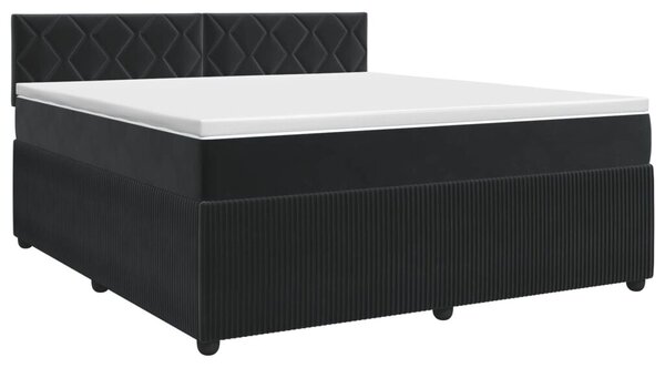 Boxspring krevet s madracem Crna 180 x 200 cm Baršun - Crna 180 x 200 cm Dizajn s rombovima