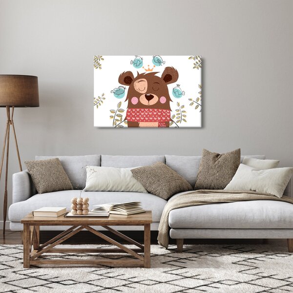 Slika - Medvedek s pticami (90x60 cm)