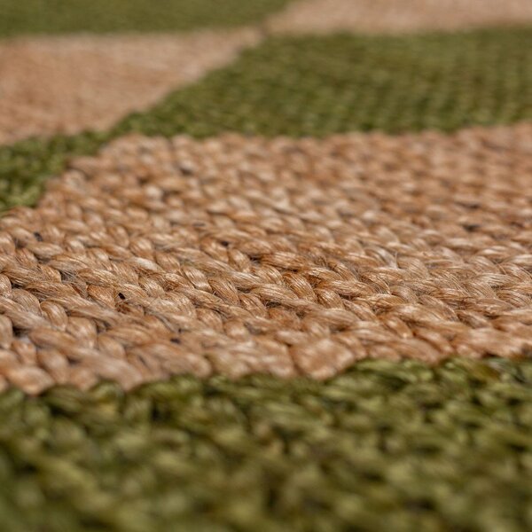 Zelena/u prirodnoj boji ručno rađena staza od mješavine jute 80x230 cm Effie Diamond – Flair Rugs