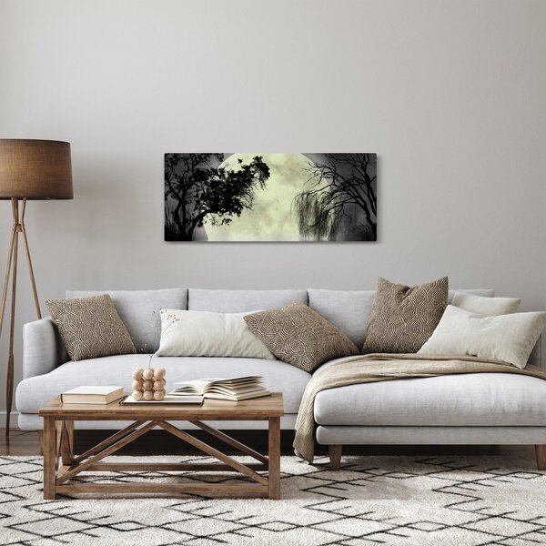 Slika - Polna luna nad površjem, črno-bela različica (120x50 cm)