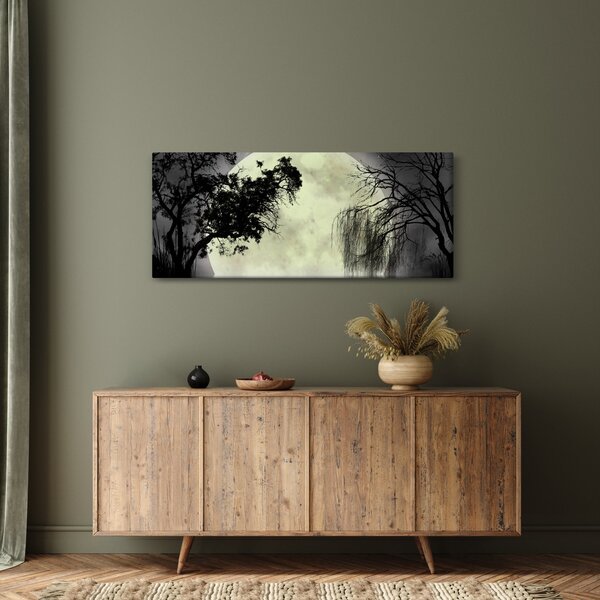Slika - Polna luna nad površjem, črno-bela različica (120x50 cm)