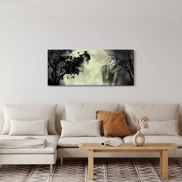 Slika - Polna luna nad površjem, črno-bela različica (120x50 cm)